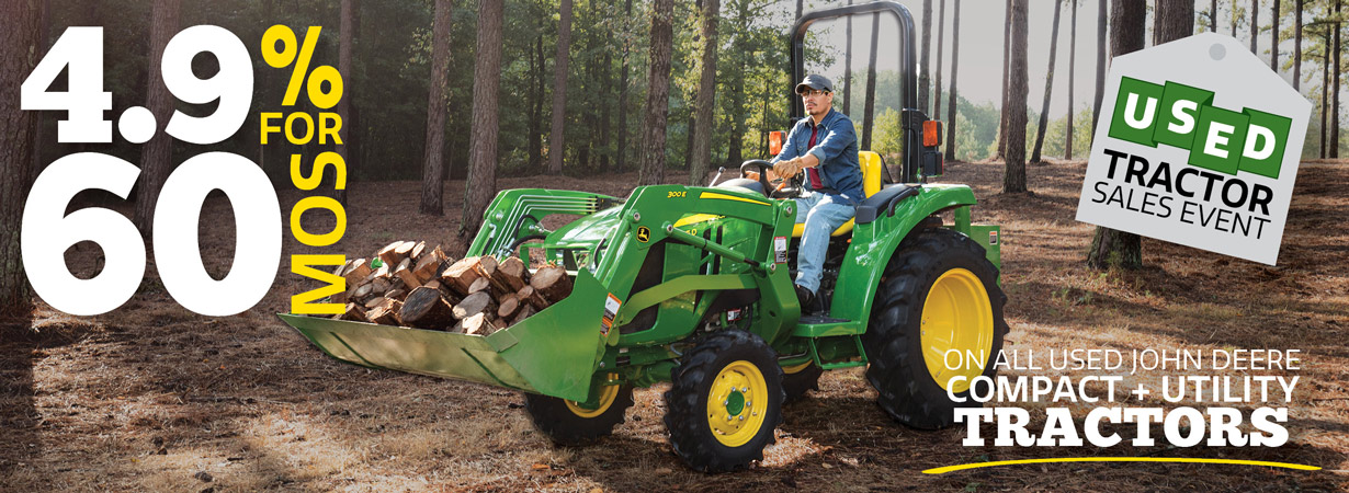 Get 4.9% for 60 mos on all used John Deere Compact + Utility Tractors! Lock in this rate before the year ends!