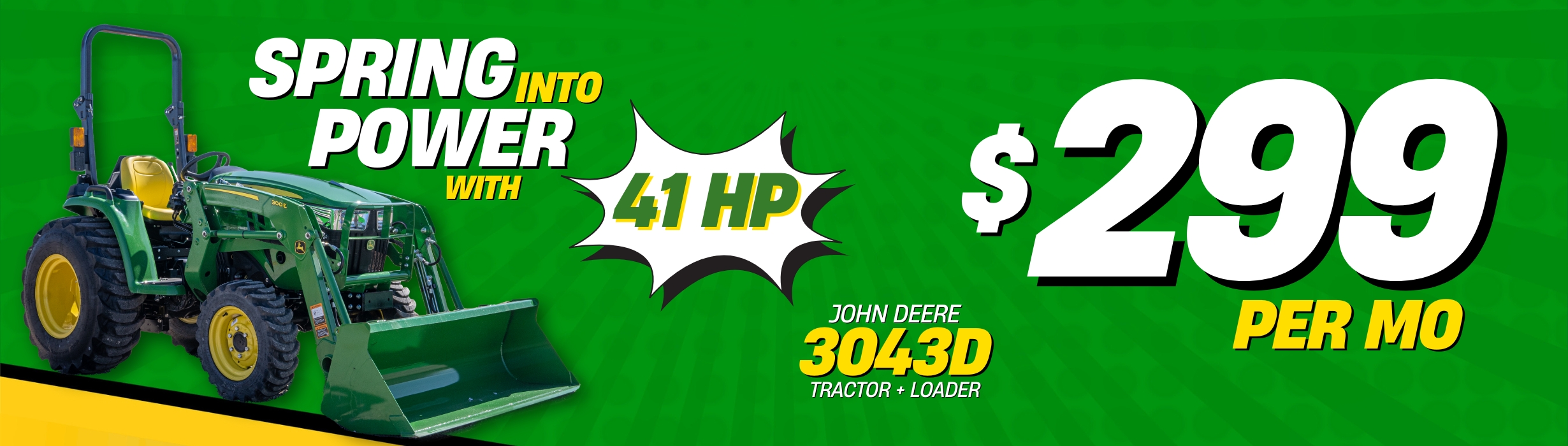 Spring into power with the 41HP 3043D Tractor & Loader
